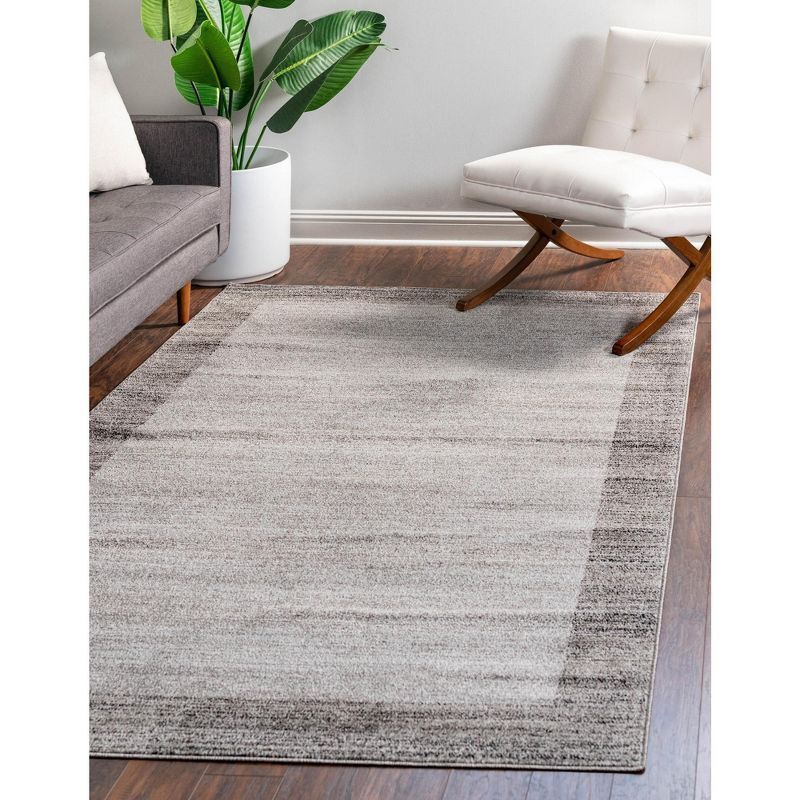 Light Gray Rectangular Washable Tufted Synthetic Rug