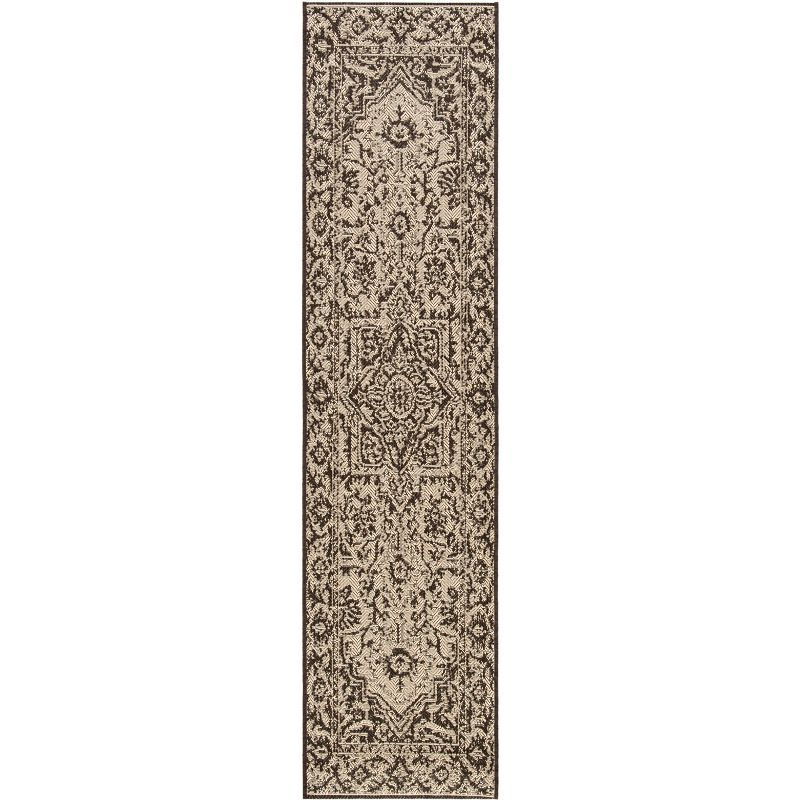 Beach House Cream and Brown Synthetic Non-slip Runner Rug