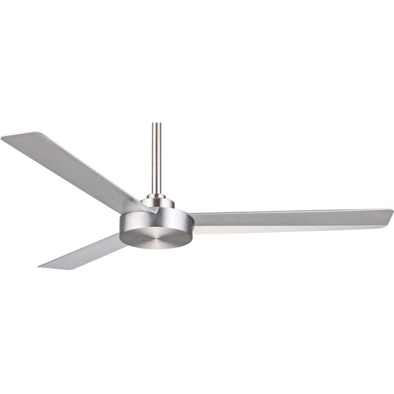 52" Brushed Aluminum Modern 3-Blade Ceiling Fan with Wall Control