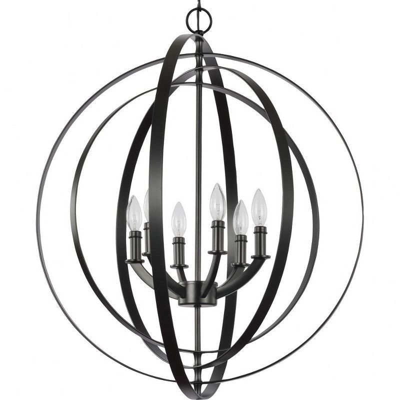 Equinox 6-Light Matte Black Steel Globe Chandelier