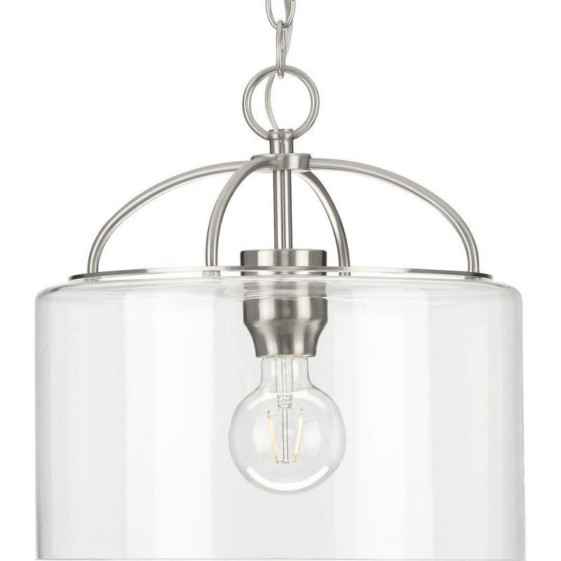 Leyden Brushed Nickel Farmhouse Pendant with Clear Glass Shade