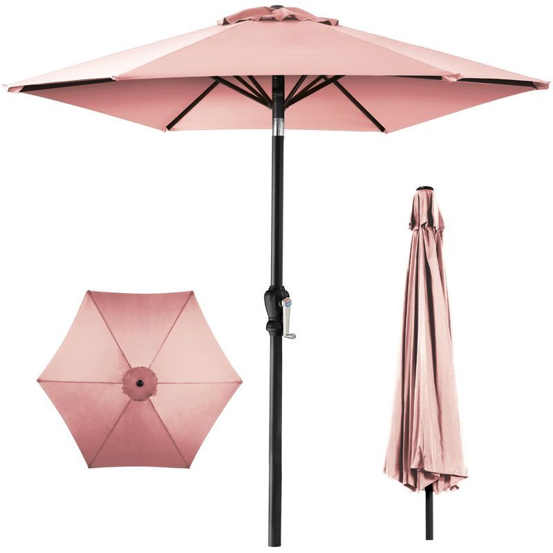 Rose Quartz 10ft Outdoor Steel Patio Umbrella with Crank and Tilt