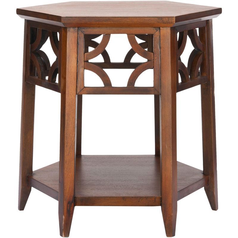 Connor Transitional Bayur Wood Hexagon End Table in Light Brown