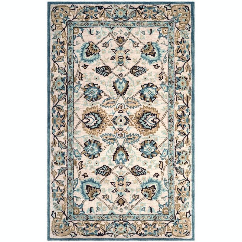 Peacock Blue Hand-Tufted Wool Rectangular Area Rug