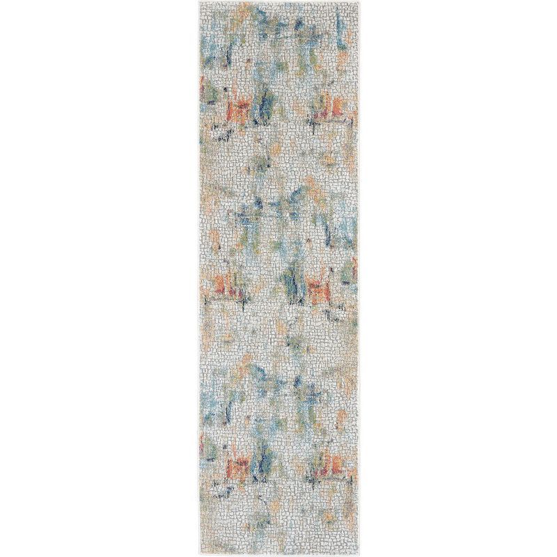 Hand-Knotted Multicolor Abstract Synthetic 2'4" x 8' Area Rug