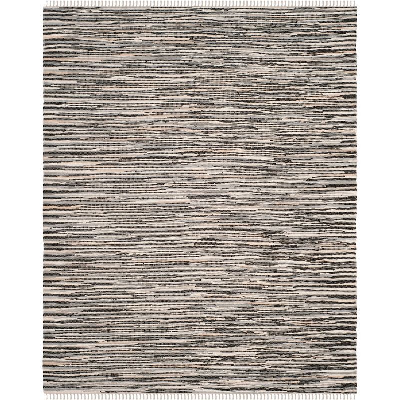 Hand-Woven Cotton Striped Area Rug 6' x 9' - Black/Multi