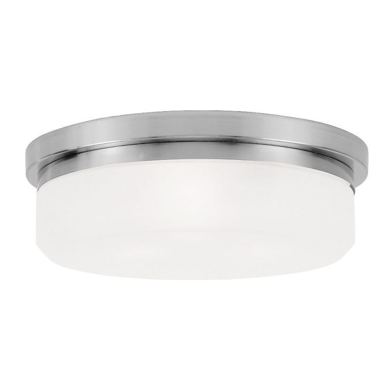 Brushed Nickel 15.5" Flush Mount with Satin Glass Shade