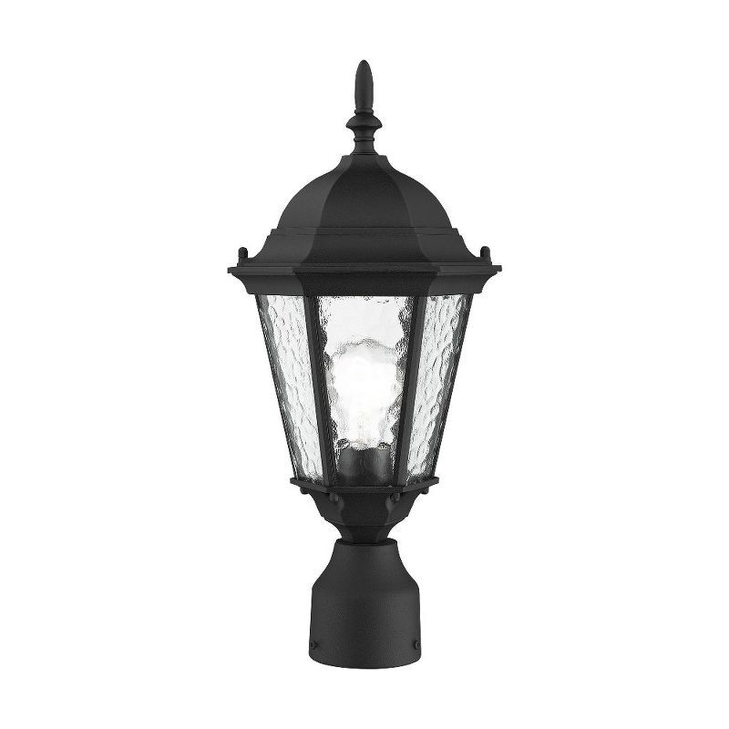 Hamilton Textured Black Outdoor Post Lantern with Clear Water Glass