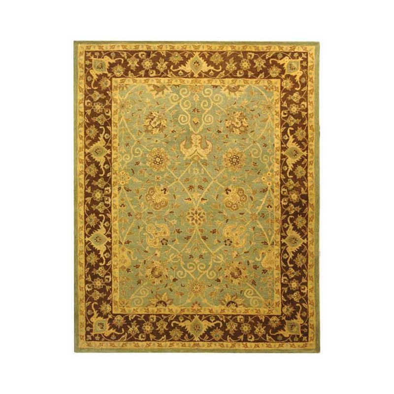 Handmade Heirloom Green & Brown Wool 6' x 9' Tufted Area Rug