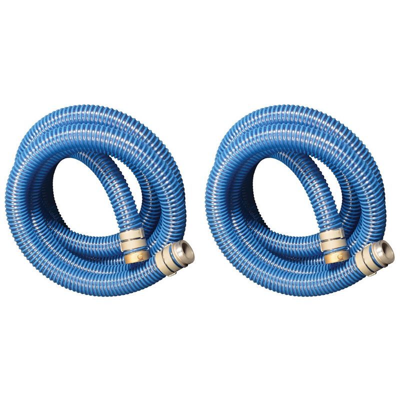 Blue 2-Inch Diameter 20-Foot PVC Flexible Pool Hose with Aluminum Couplings, 2 Pack