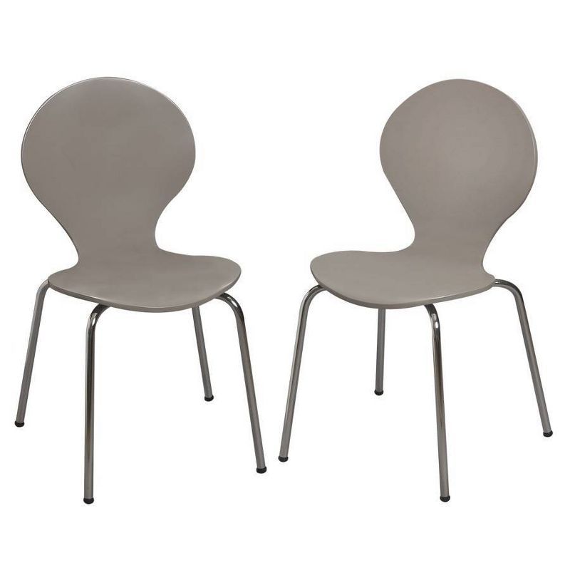 Modern Gray Bentwood Kids' Chair Set with Chrome Legs