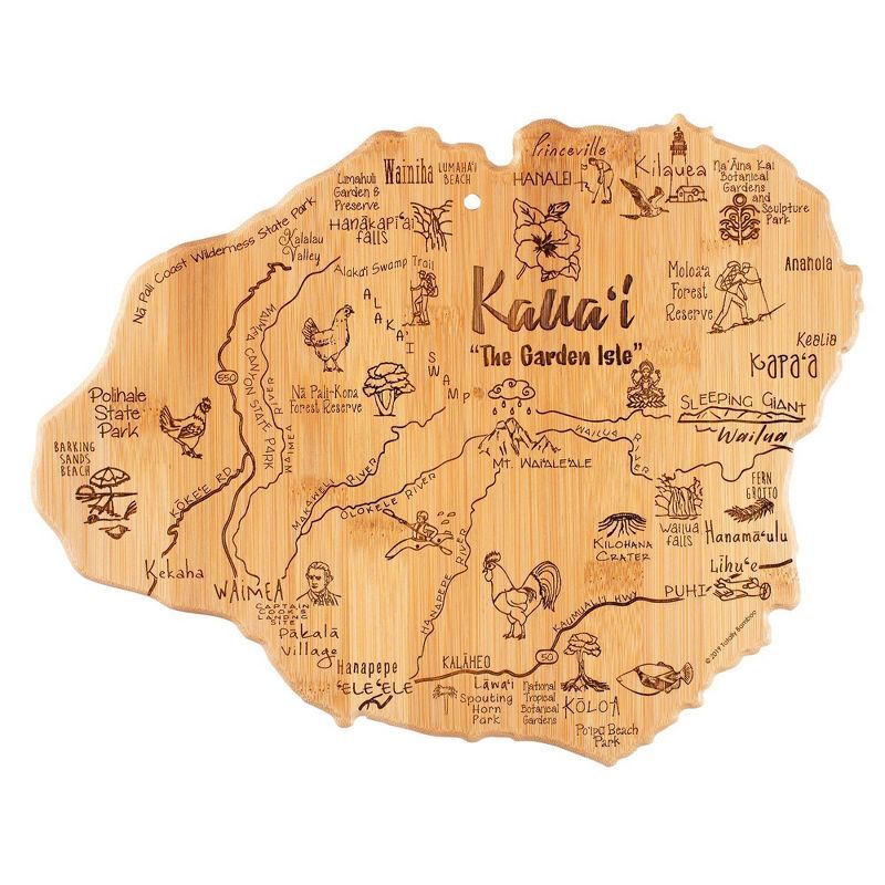 Kauai Shaped Bamboo Cutting and Serving Board