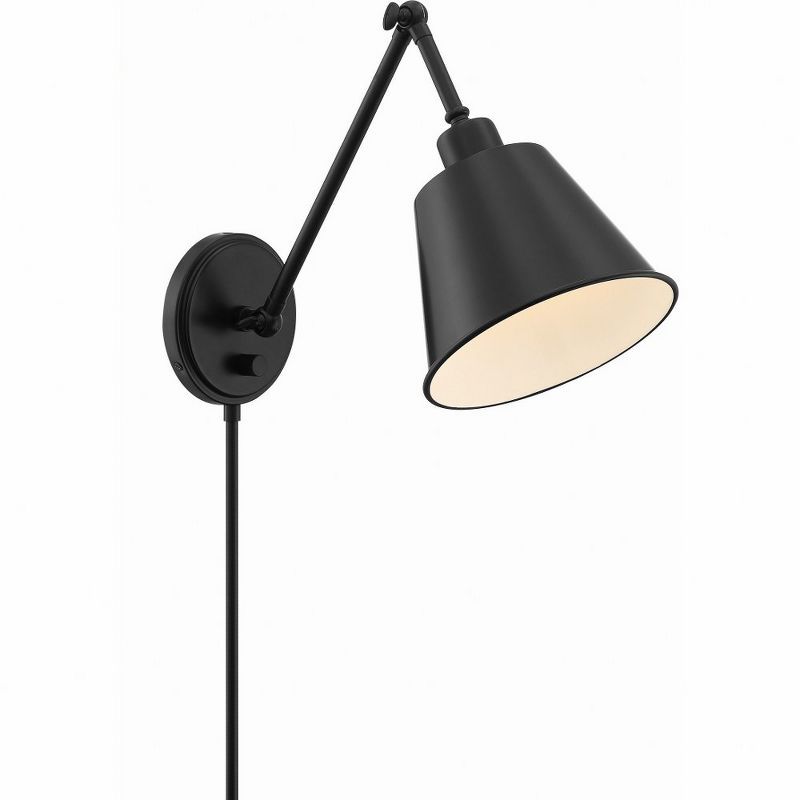 Mitchell Matte Black Steel Adjustable Arm Sconce