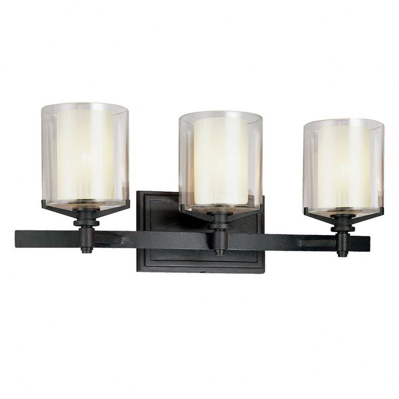 French Iron 3-Light Vanity with Clear Glass Shades