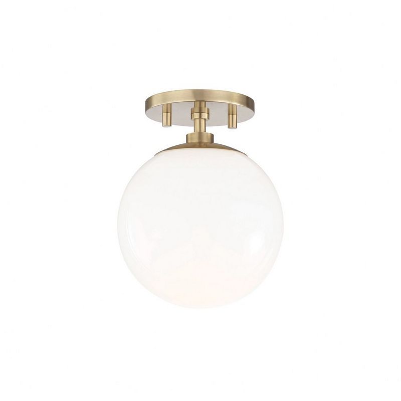 Stella Aged Brass 1-Light Semi-Flush Globe Ceiling Fixture