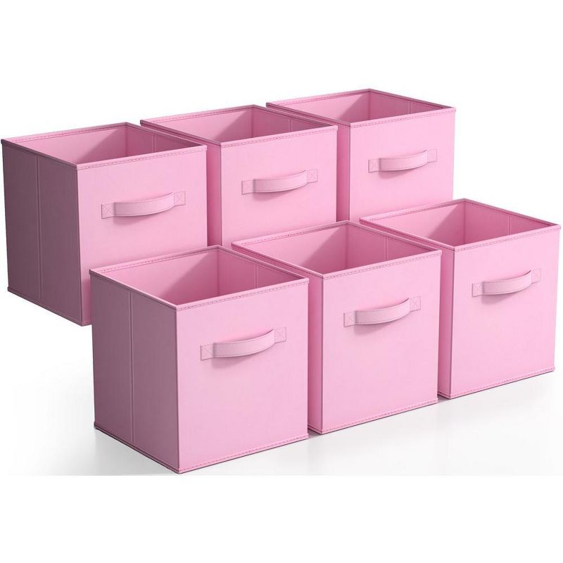 Pastel Pink 11 Inch Foldable Fabric Storage Cubes - Set of 6