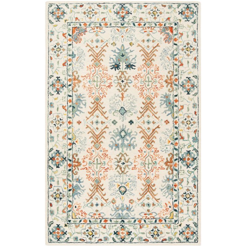 Handmade Rustic-Chic Blue Floral Wool Area Rug - 6' x 9'