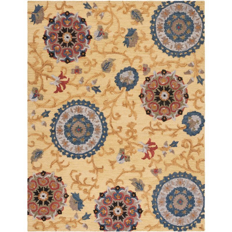 Blossom Gold and Multicolor 6' x 9' Wool Hand Tufted Area Rug