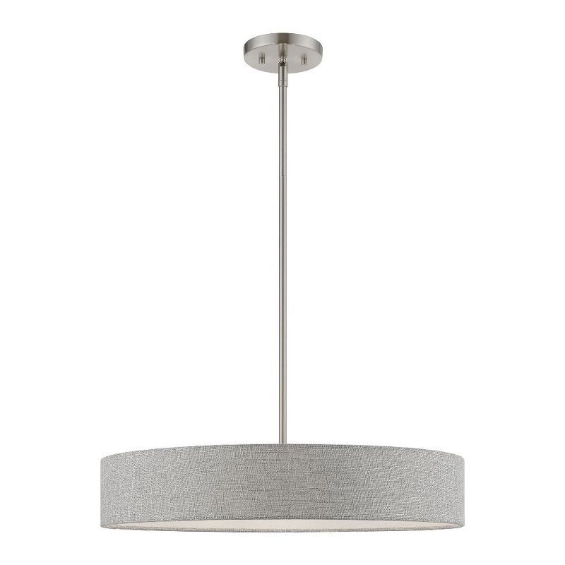 Elmhurst Brushed Nickel 4-Light Indoor Drum Pendant with Shiny White Accents