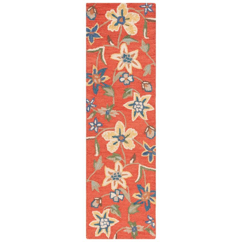 Rust and Multi Floral Wool Runner Rug 2'3" x 8'