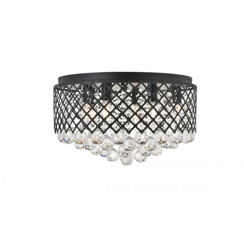 Elegant Tully 6-Light Matte Black and Chrome Glass Flush Mount