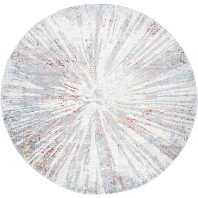 Amelia Hand-Knotted Grey & Rust Round Synthetic Rug