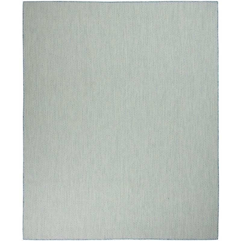 Ivory Aqua Geometric 8' x 10' Indoor/Outdoor Rug