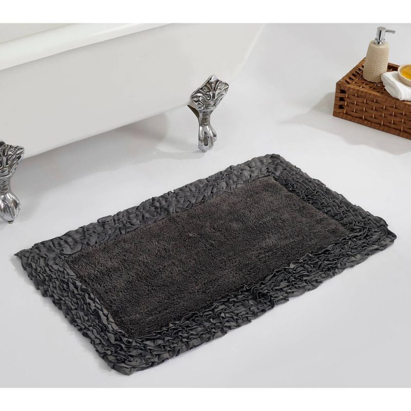 Cozy Cotton Shaggy 21"x34" Bath Rug with Ruffle Border - Gray