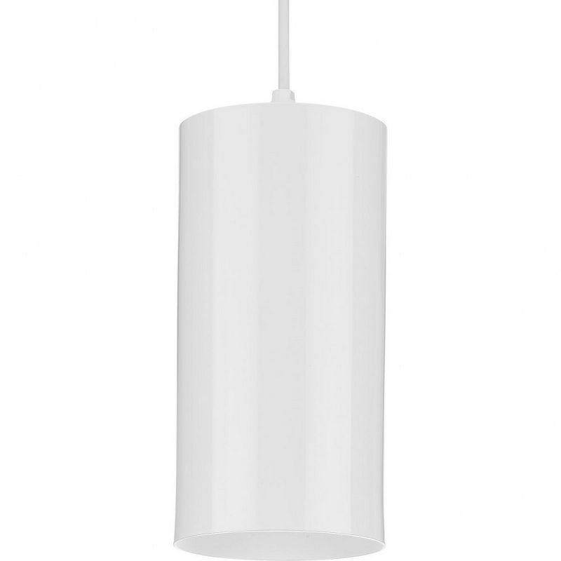 White Aluminum Cylinder 12" Outdoor Hanging Pendant Light