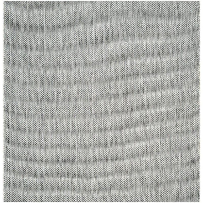 Navy and Grey 4' Square Synthetic Indoor/Outdoor Rug