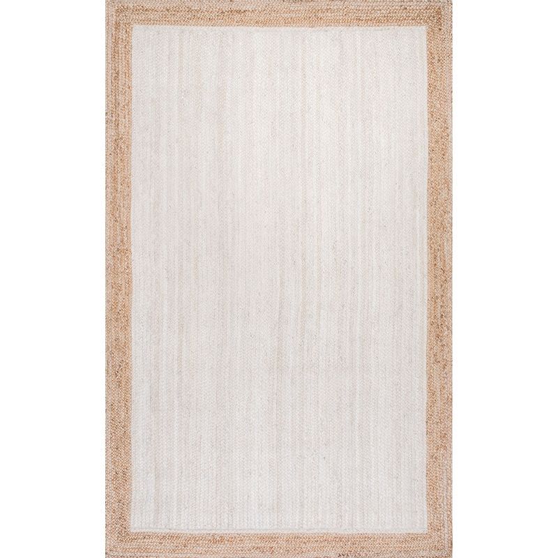 Eleonora White and Beige Braided Jute Square Rug