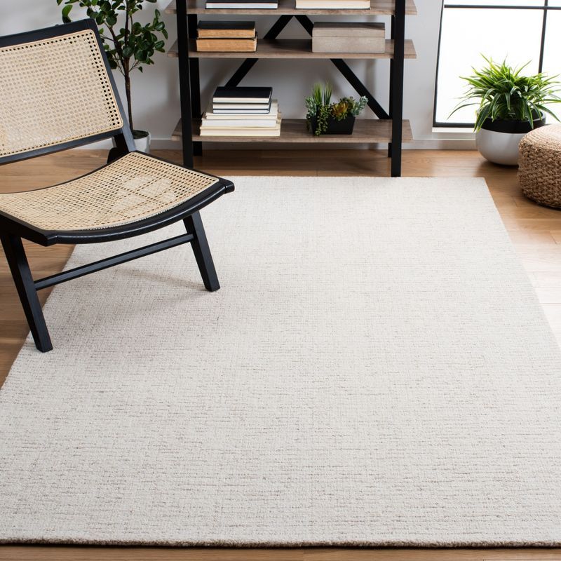 Ivory Beige 6' x 6' Square Handmade Wool Area Rug