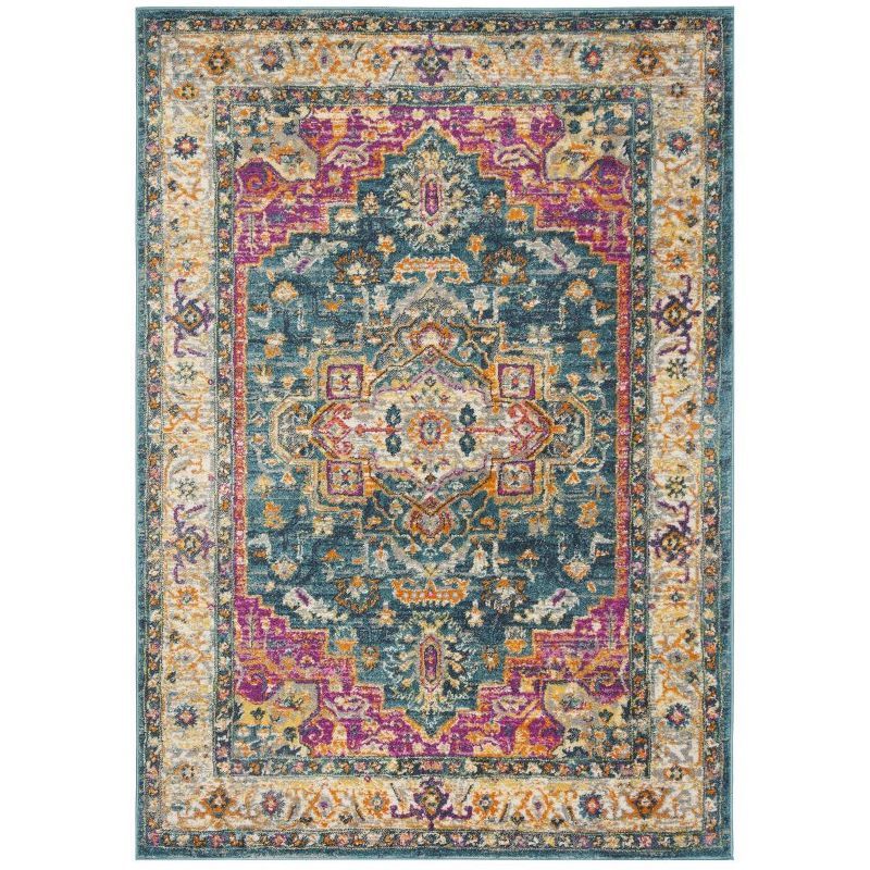 Blue Multi 4' x 6' Synthetic Floral Motif Area Rug