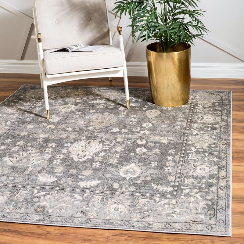 Cozy Portland 4' Square Indoor Easy-Care Gray Area Rug