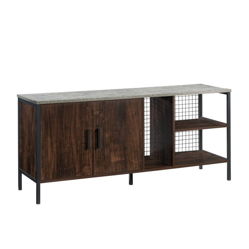 Slate Gray and Walnut TV Credenza with Cabinet