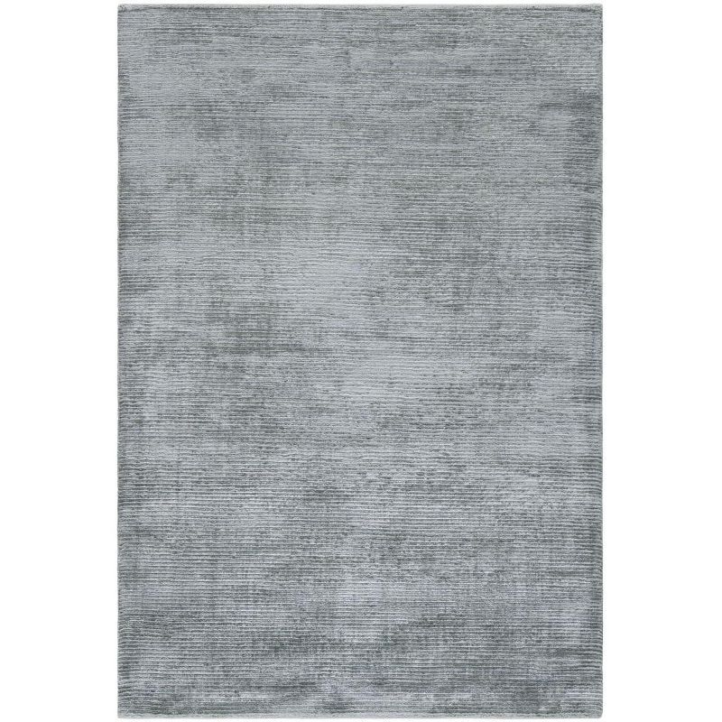 Luxurious Hollywood Glam Blue Viscose 4' x 6' Hand-Knotted Rug