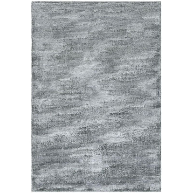 Luxurious Hollywood Glam Blue Viscose 4' x 6' Hand-Knotted Rug