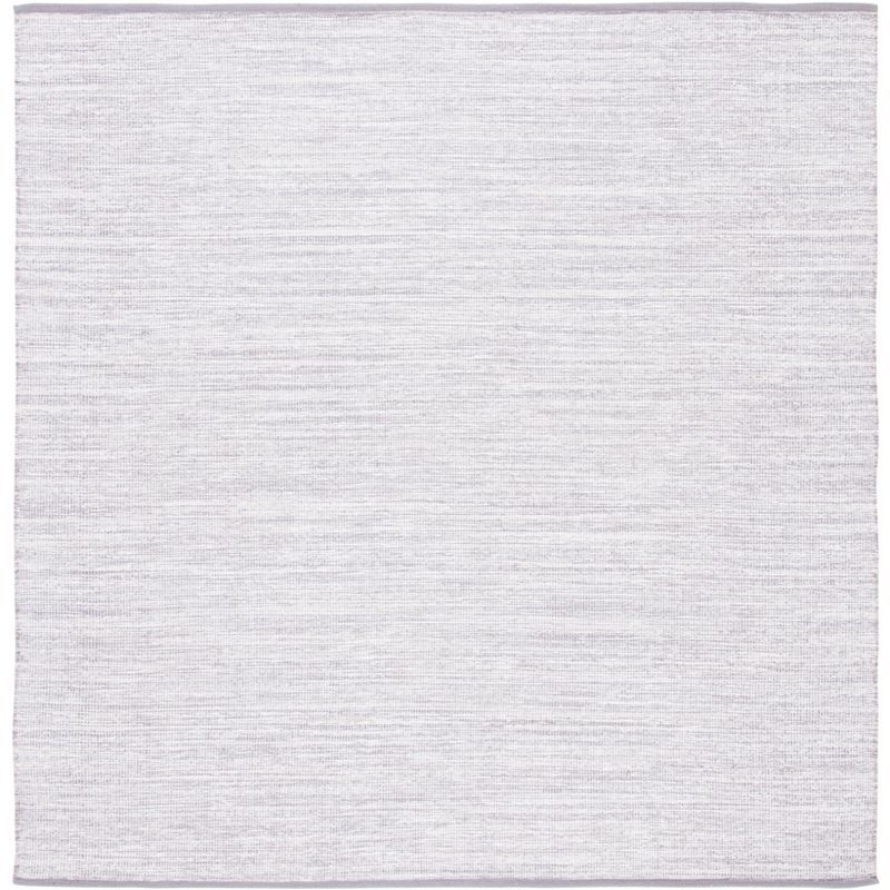 Casual Gray 72'' Square Hand-Woven Cotton Area Rug