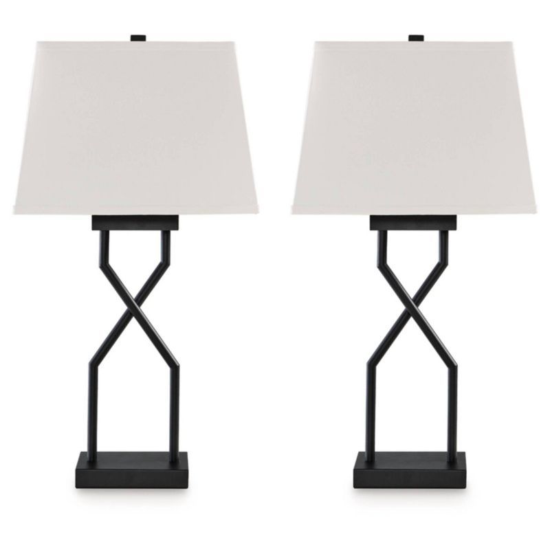 Brookthrone Set of 2 Black Metal Table Lamps with USB Ports