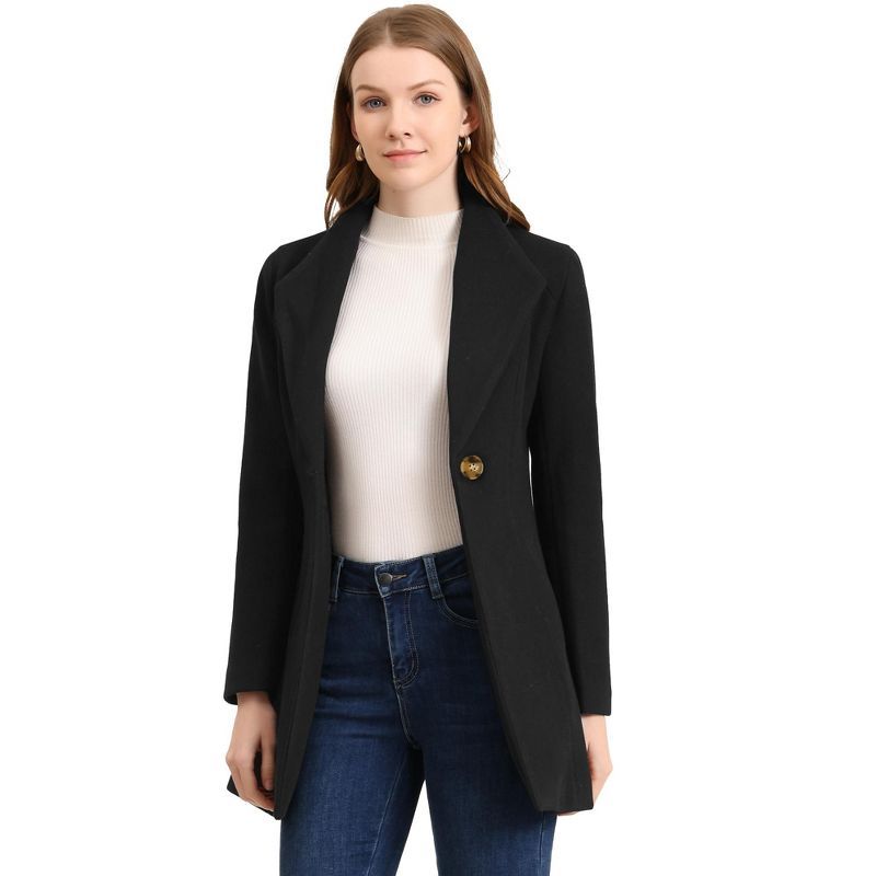 Black Buttoned Down Casual Winter Coat with Lapel Collar