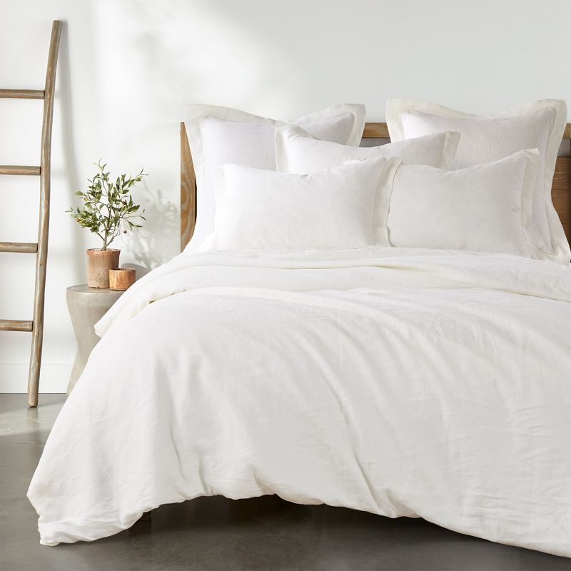 Cream Queen Size Washed Linen Duvet Cover Set