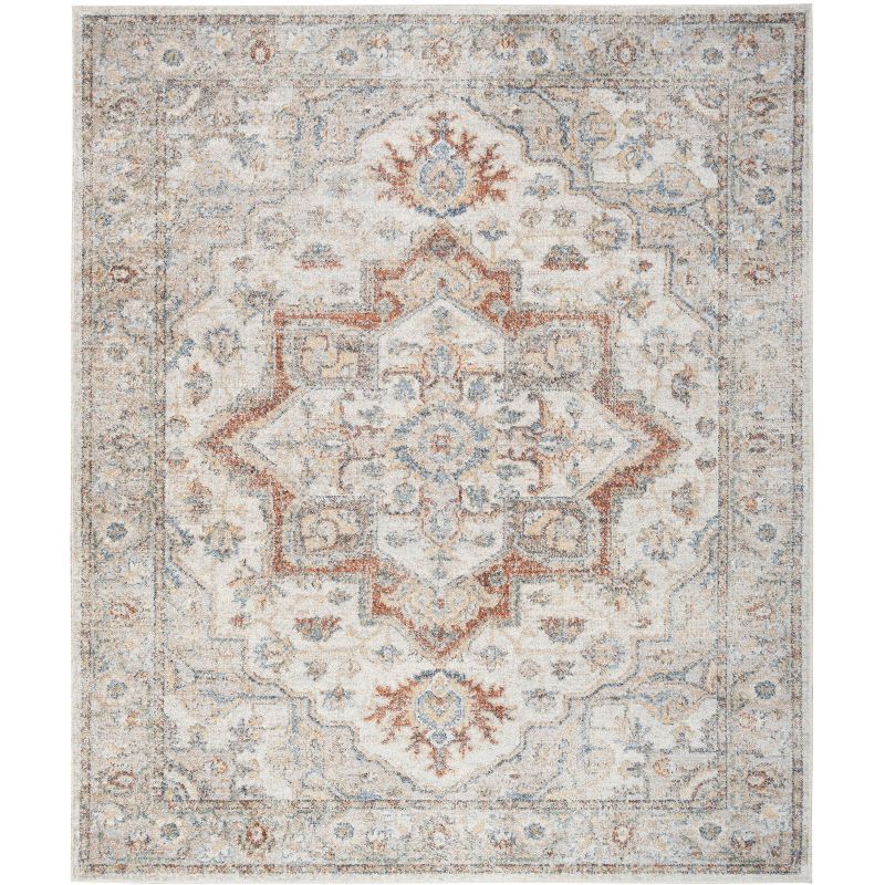 Grey Multicolor Synthetic Medallion Rectangular 8' x 10' Area Rug