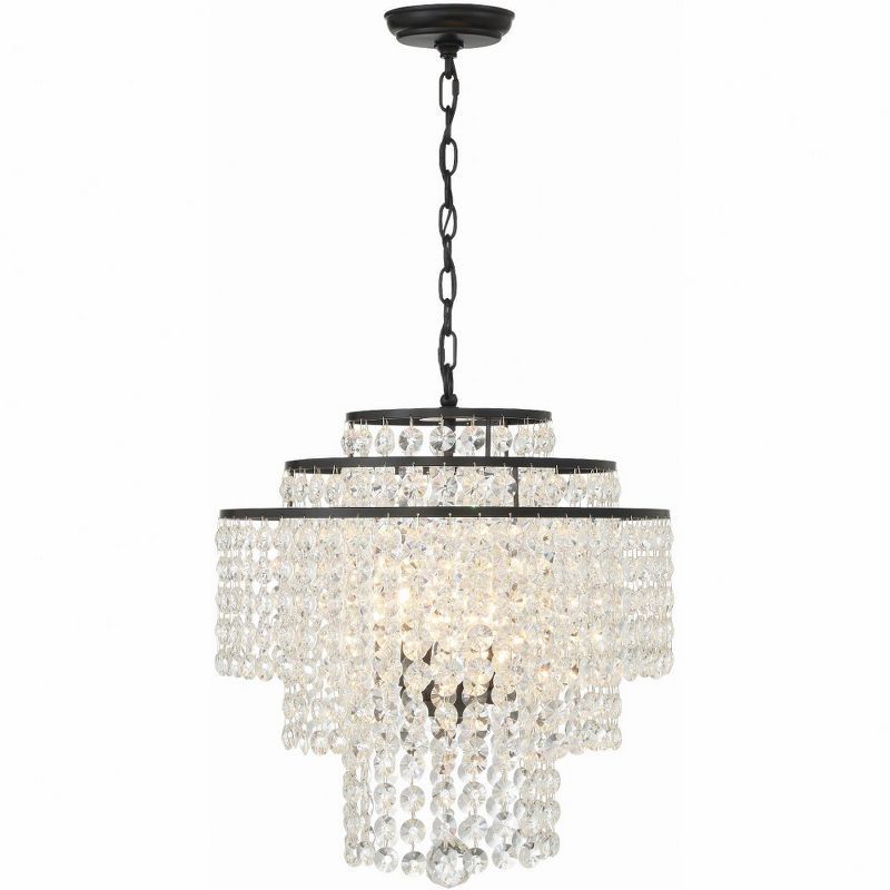 Gabrielle Cascading Crystal 4-Light Chandelier in Matte Black