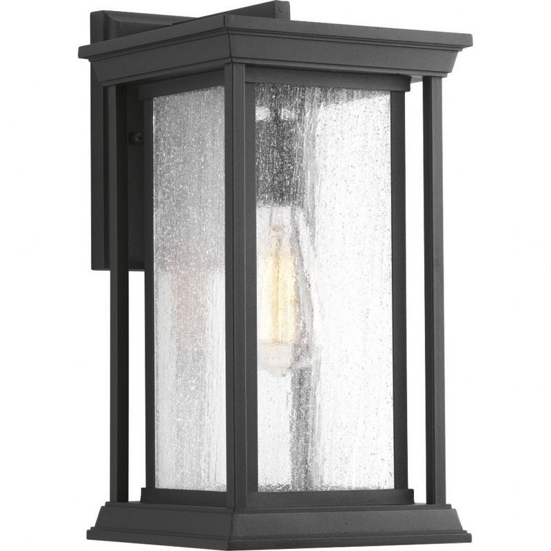 Endicott Black Craftsman Outdoor Wall Lantern with Linen Glass