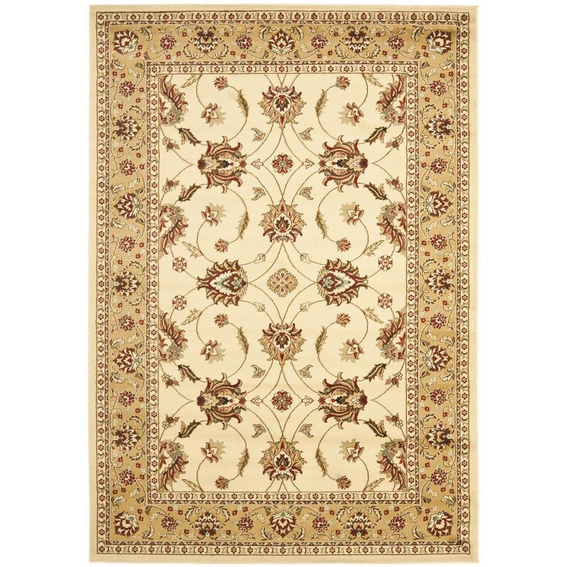 Ivory and Beige 12' x 15' Hand-Knotted Synthetic Area Rug