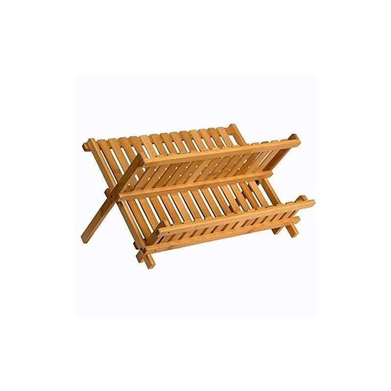 2-Tier Bamboo Collapsible Dish Drying Rack