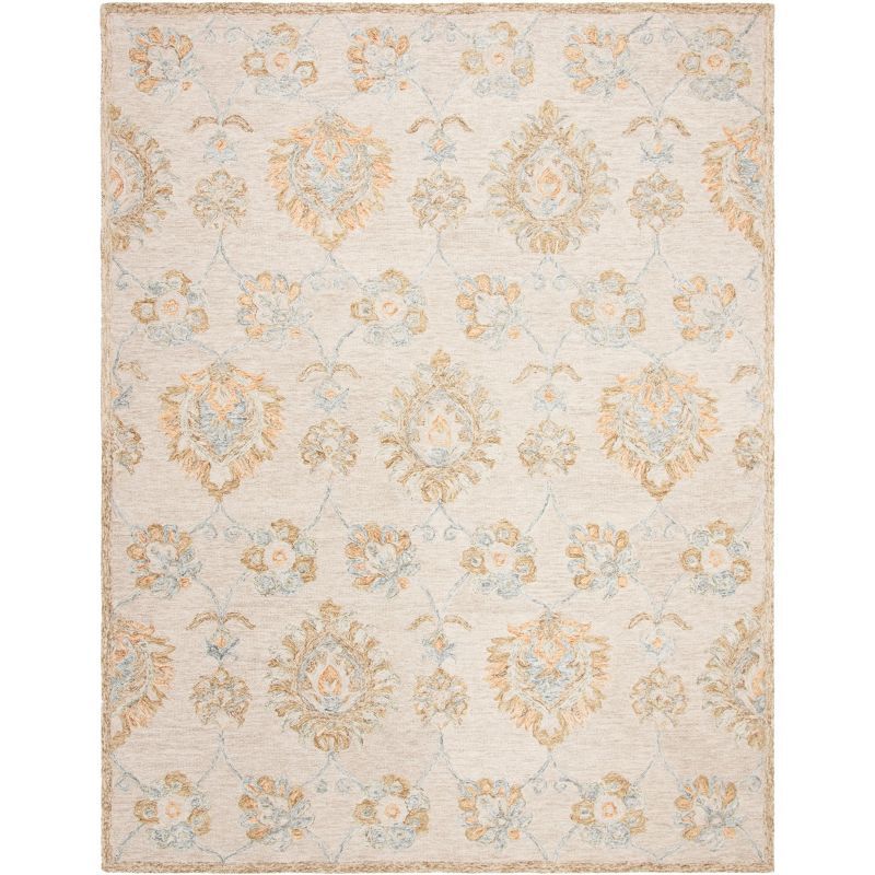 Blossom Beige Sage 8' x 10' Handmade Wool Floral Area Rug