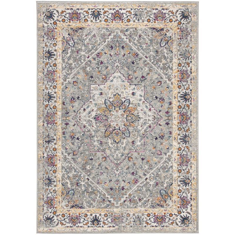 Gracelyn Grey Floral Synthetic Area Rug, 5'1" x 7'6"