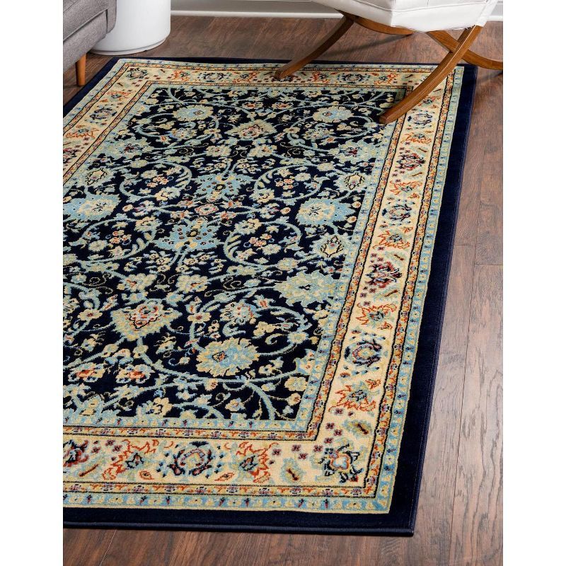 Navy Blue and Ivory Synthetic 4' x 6' Reversible Area Rug