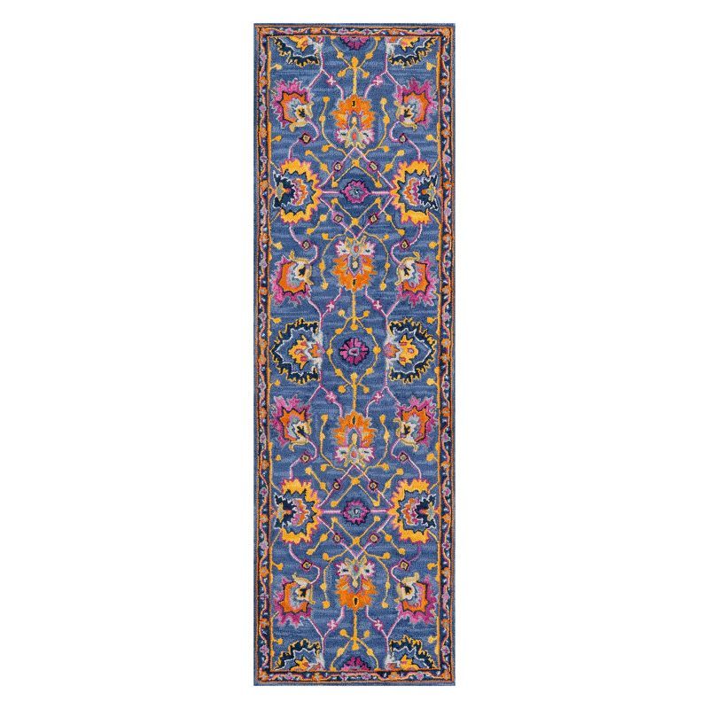 Vibrant Persian Motif Hand Tufted Wool Runner Rug - 2'3" x 7'10"